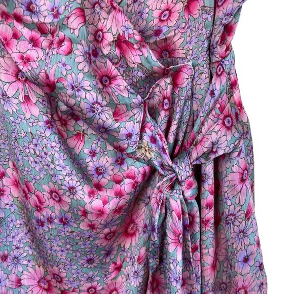 Lush Sz S Pastel Purple Pink Floral Flirt Mini Tank Dress Wrap Style Chiffon NWT - Picture 5 of 16